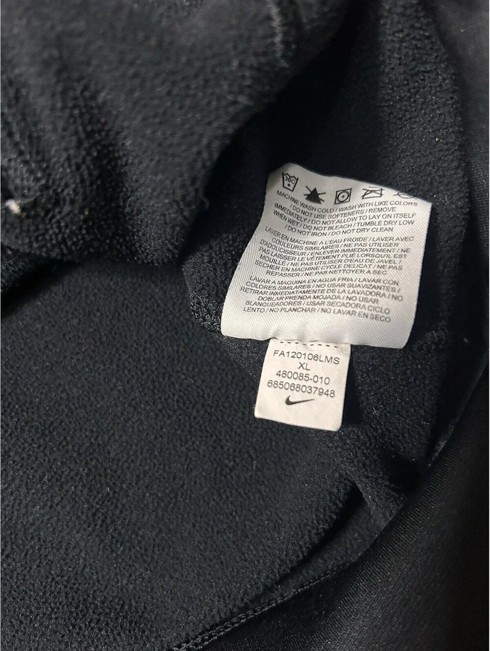 Nike Men's XL Therma-FIT Big Swoosh Lined Pullover Hoodie Black/Grey Accent